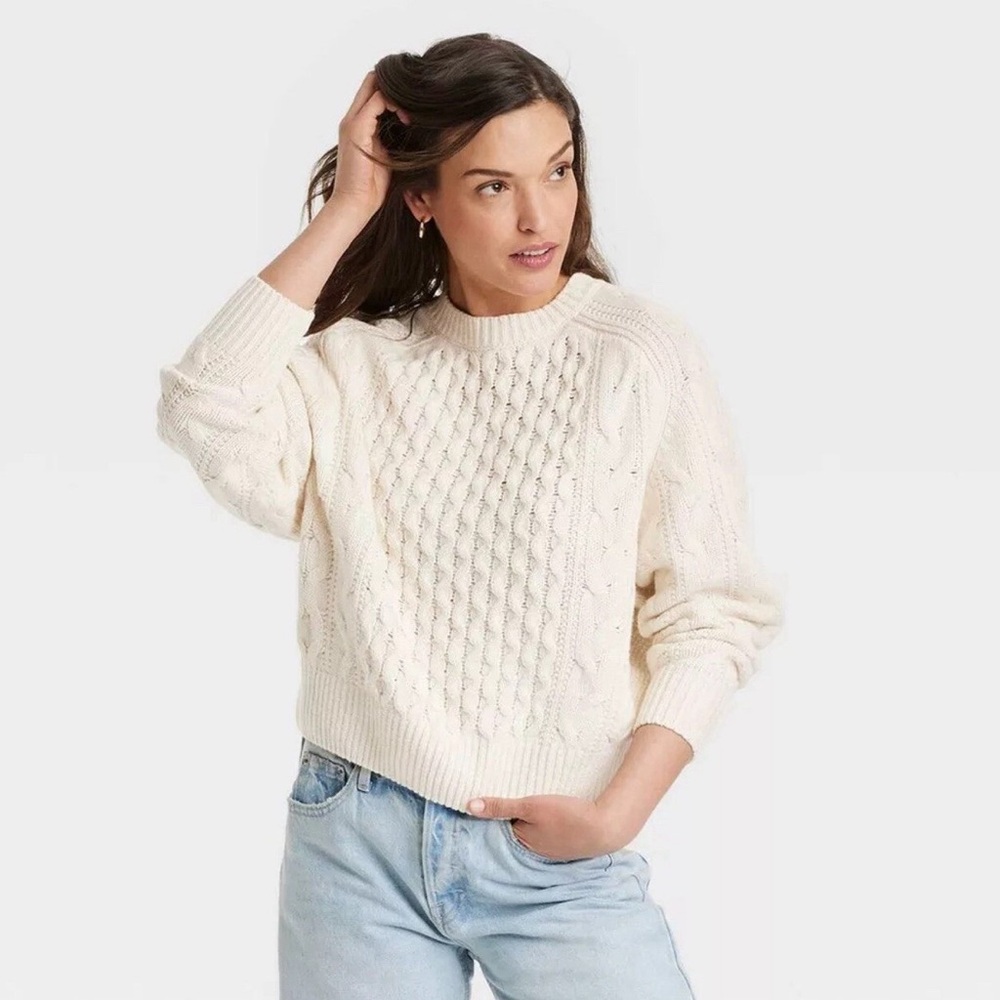 NWT Universal Thread Ivory Cable Knit Sweater Size XXL
